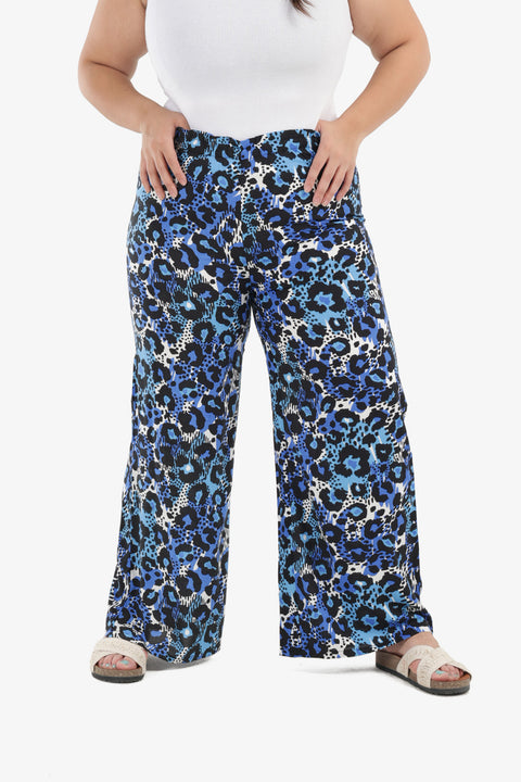 Blue Leopard Printed Pants