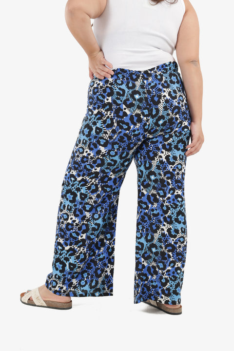 Blue Leopard Printed Pants