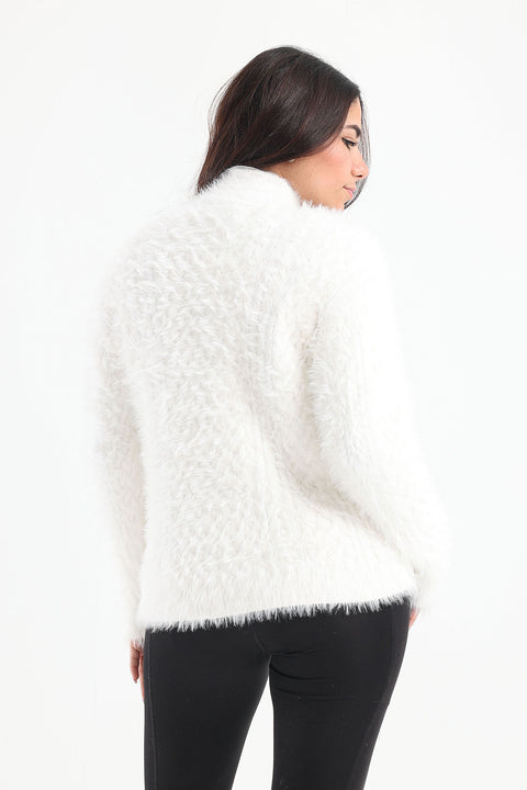 Pullover Textured with Feathers