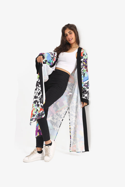 Printed Straight Hem Kimono