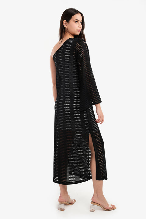 One Shoulder Fishnet Dress