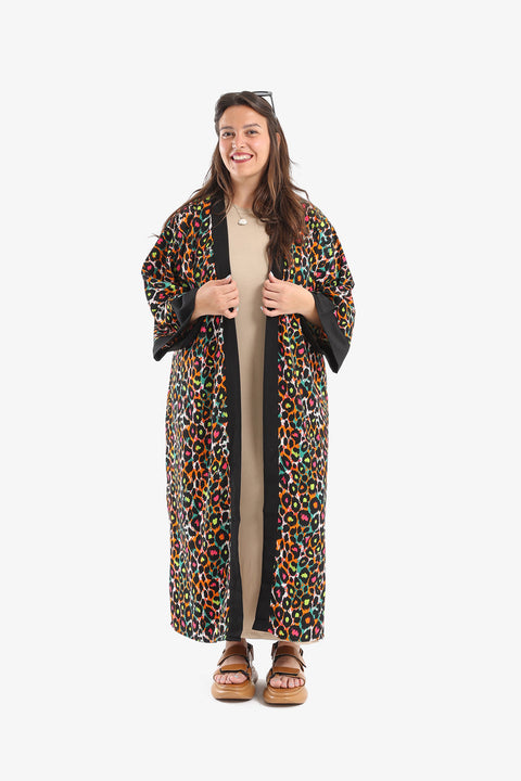 Colored Leopard Print Kimono