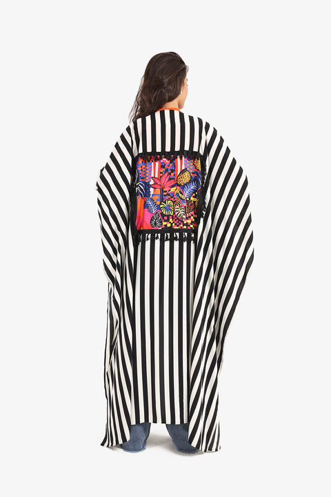 Back Piece Print Kimono