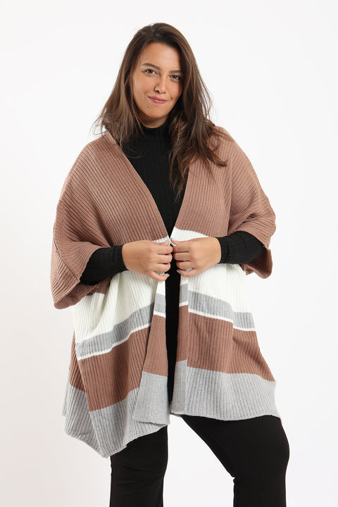 Ribbed Cape Sleeves Poncho