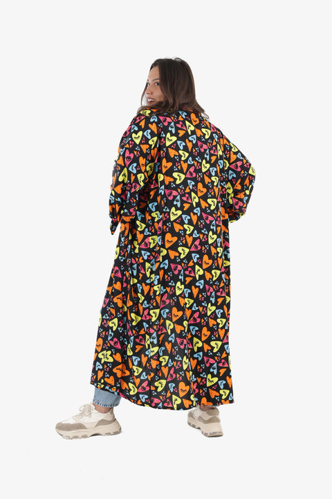 Colored Hearts Printed Kimono