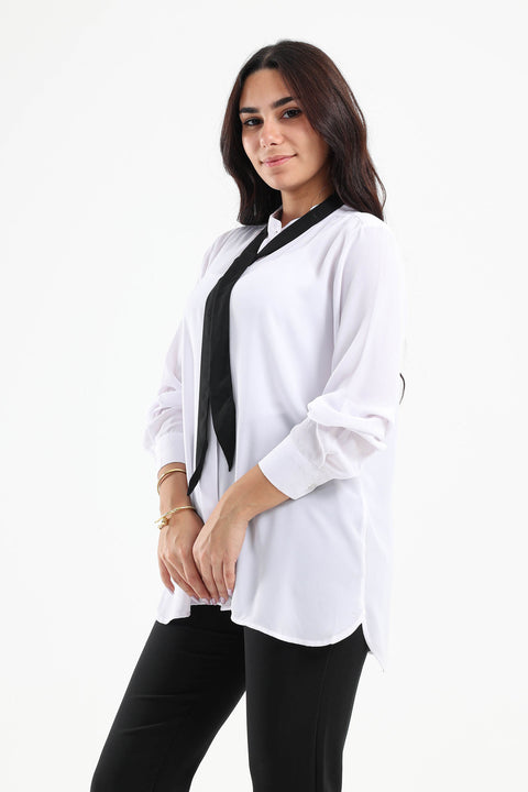 Crepe Blouse with Tie Knot