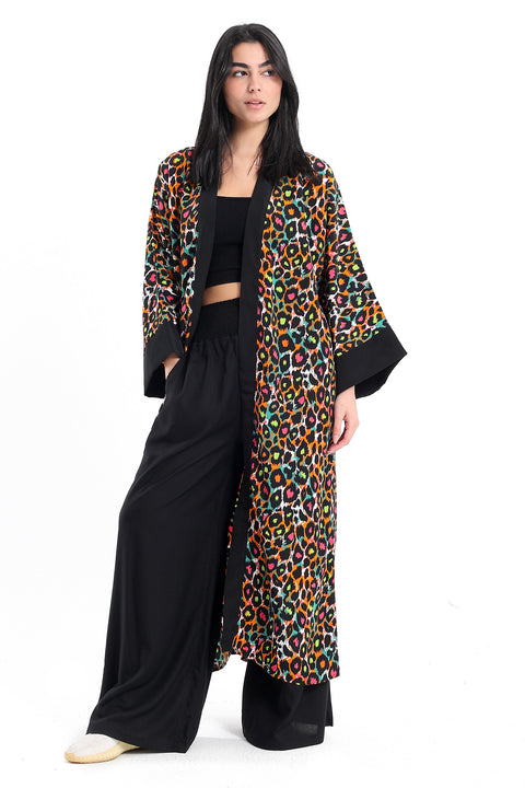 Colored Leopard Print Kimono