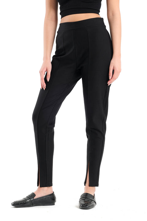 Black Voile Pants with Slits