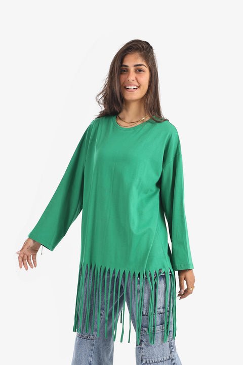 Relaxed Fit T-Shirt with Fringes