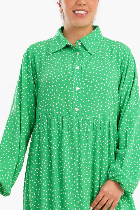 Dotted Green Dress