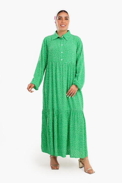 Dotted Green Dress