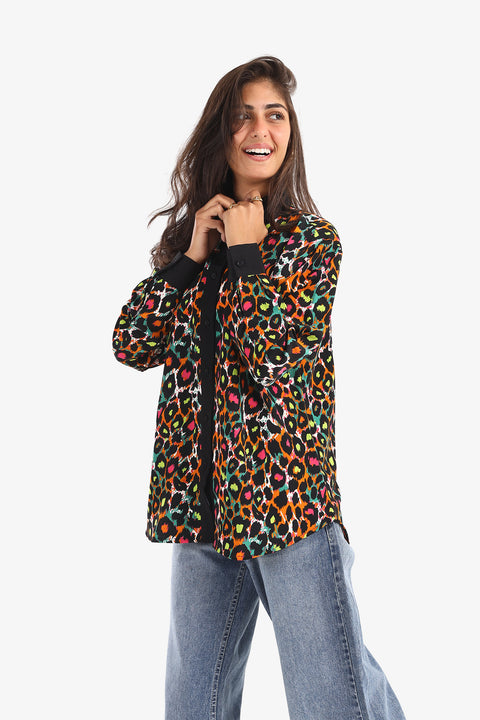 Crepe Leopard Print Shirt