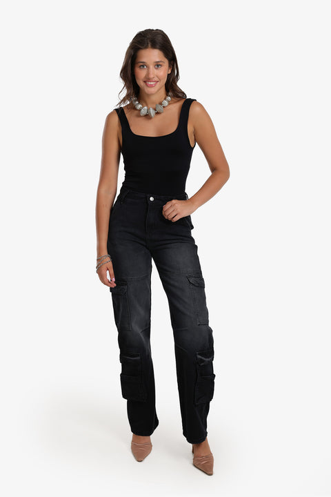 Denim Cargo Pants