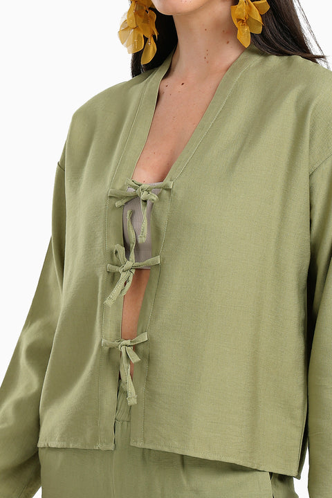Tie Front V-Neck Blouse