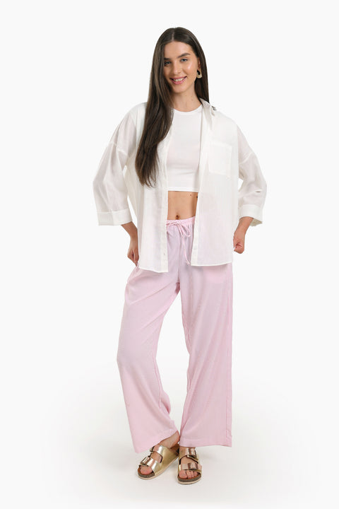 Striped Elastic Waist Pants