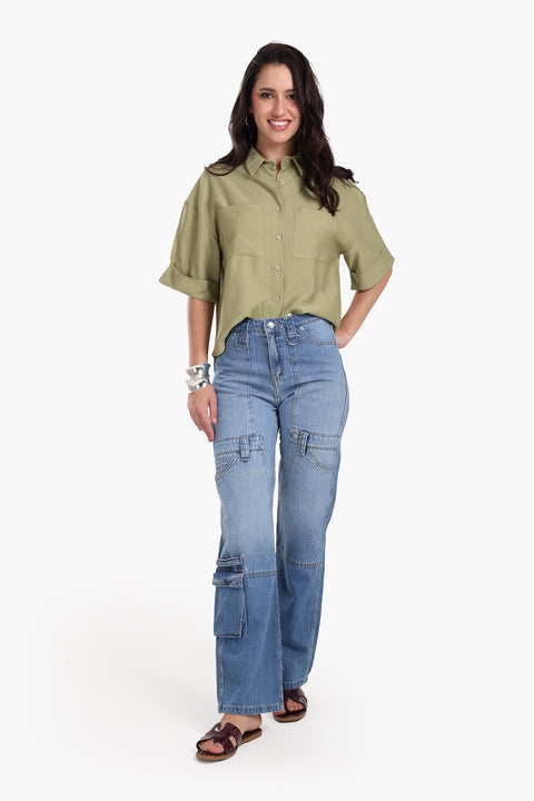 Folded Short Sleeves Shirt
