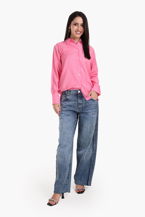 Hot Pink Striped Shirt