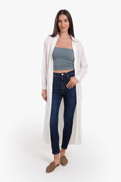 V-Collared Neck Shirt Dress