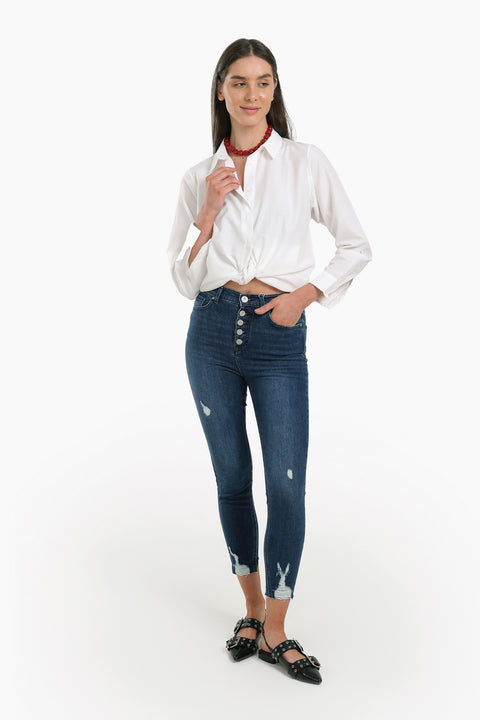 Distressed High Waist Jeans