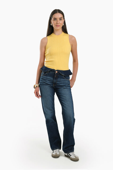 Turn-Up Straight Cut Jeans