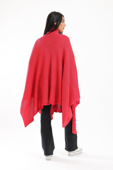 Wool Poncho with Turtle Neck