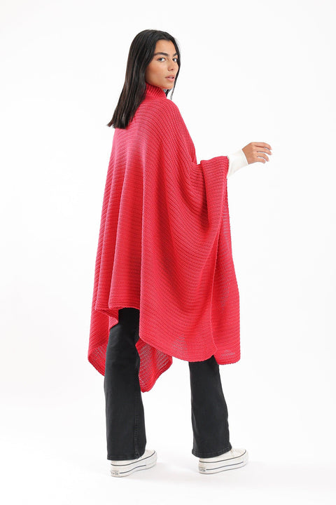 Wool Poncho with Turtle Neck