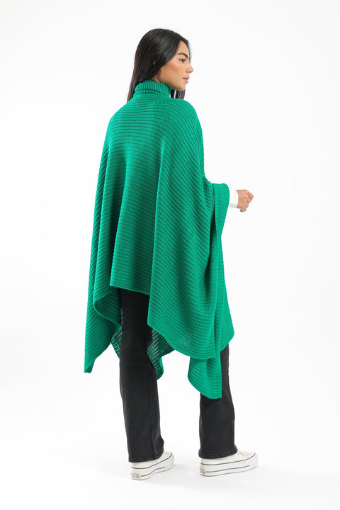 Wool Poncho with Turtle Neck