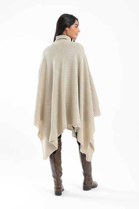 Wool Poncho with Turtle Neck