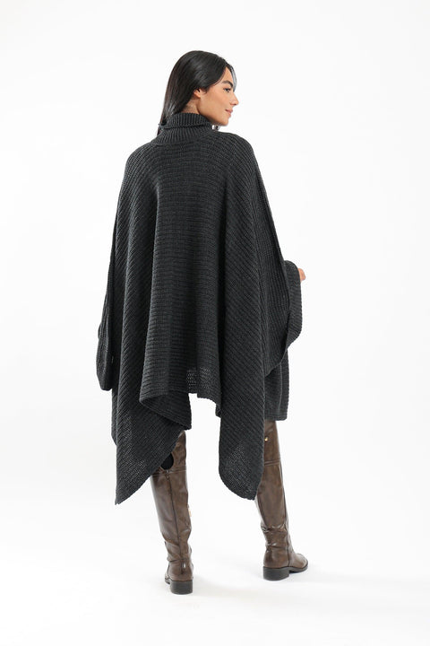 Wool Poncho with Turtle Neck