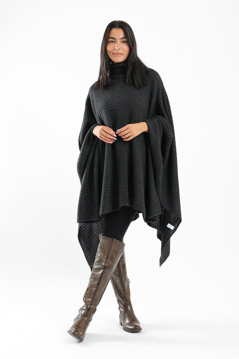 Wool Poncho with Turtle Neck