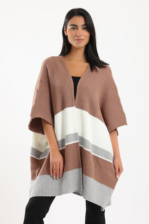 Ribbed Cape Sleeves Poncho