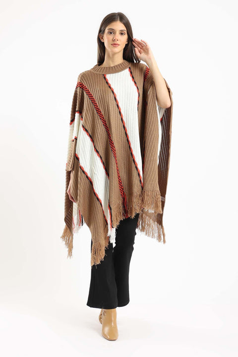 Wide Vertical Knitted Poncho