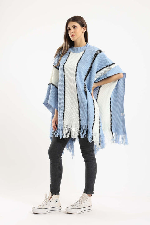 Wide Vertical Knitted Poncho