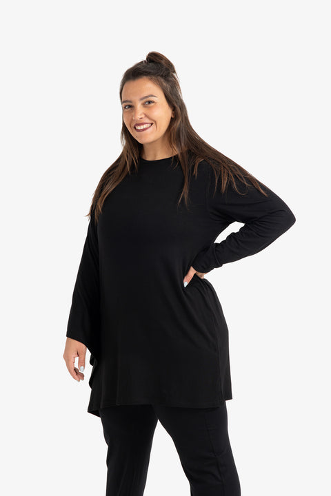 Plain Blouse with Batwing Sleeve