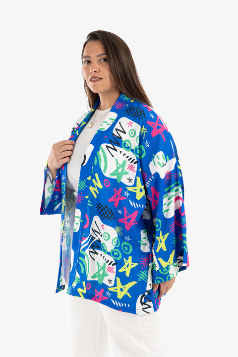 Bell Sleeves Printed Kimono