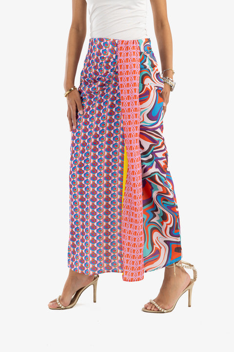 Printed Skirt with Tie Knot