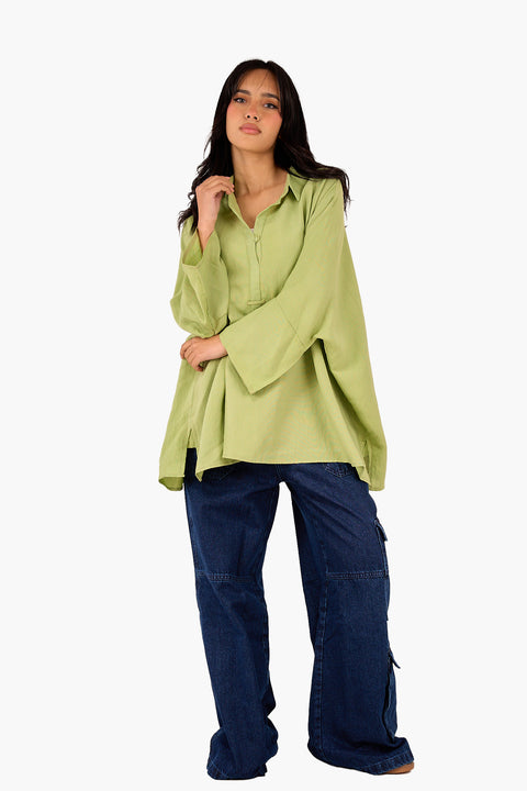 Half Placket Oversized Shirt