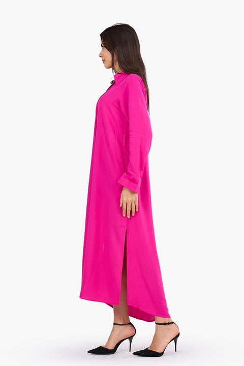 V-Collared Neck Shirt Dress