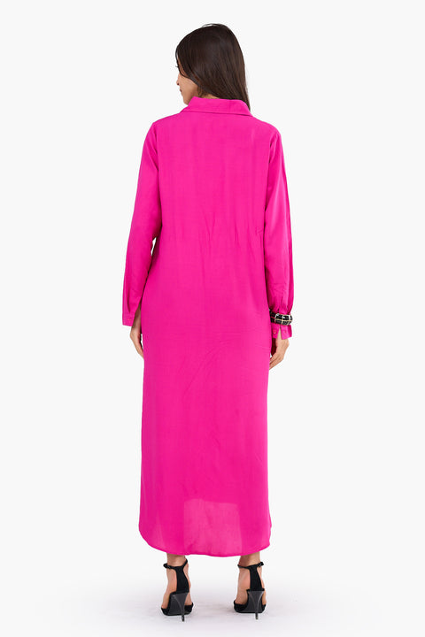 V-Collared Neck Shirt Dress