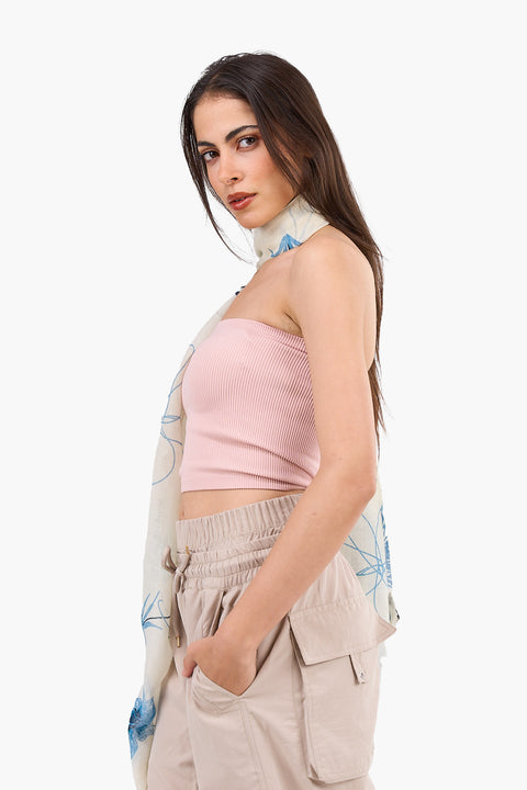 Strapless Cropped Ribbed Top