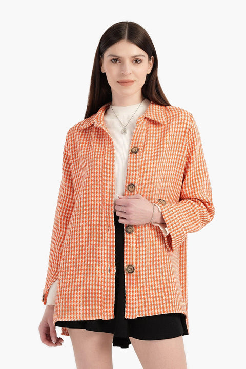 Tweed Button Closure Shirt