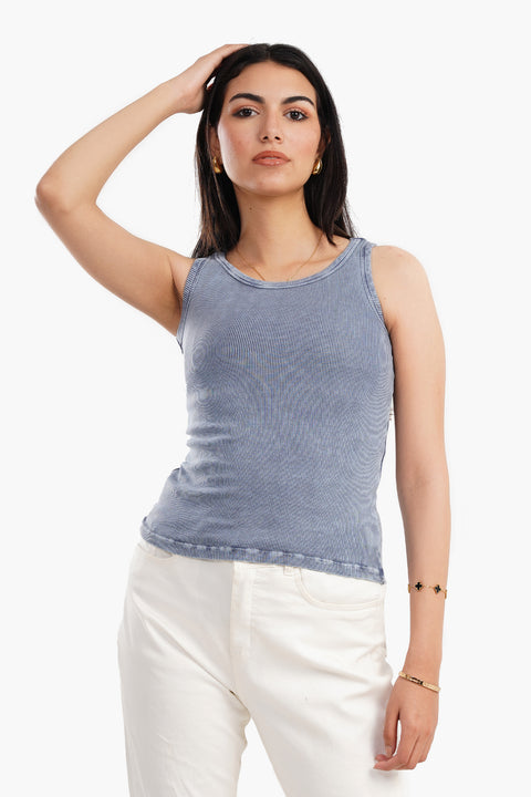 Plunge Neck Ribbed Top