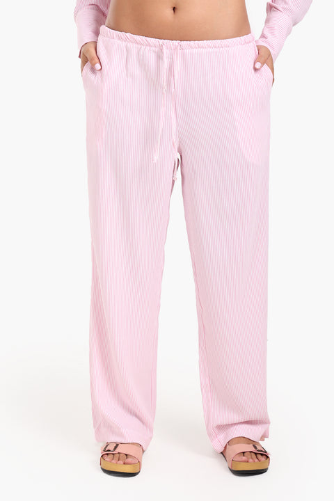 Striped Elastic Waist Pants