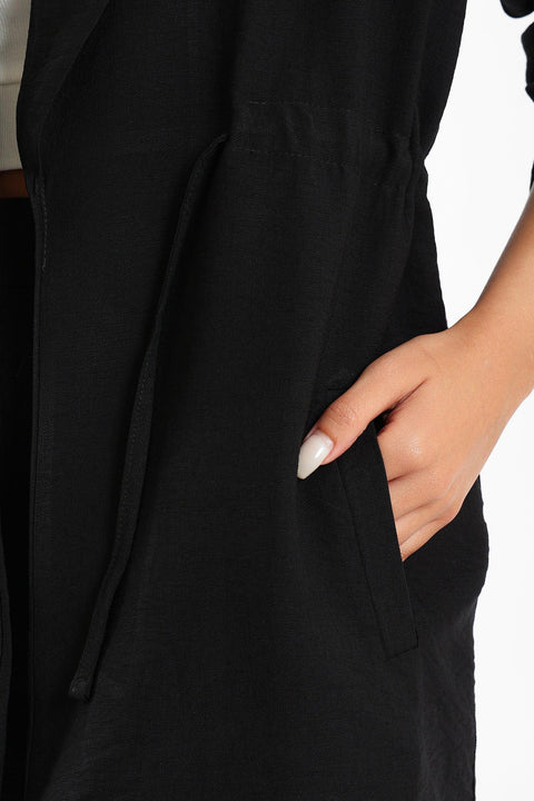 Cardigan With Elasticated Drawstring - Clue Wear