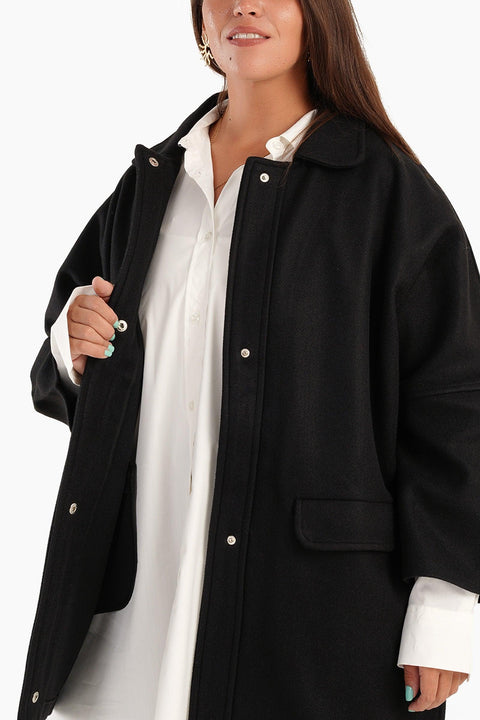 Wool Blend Collared Coat