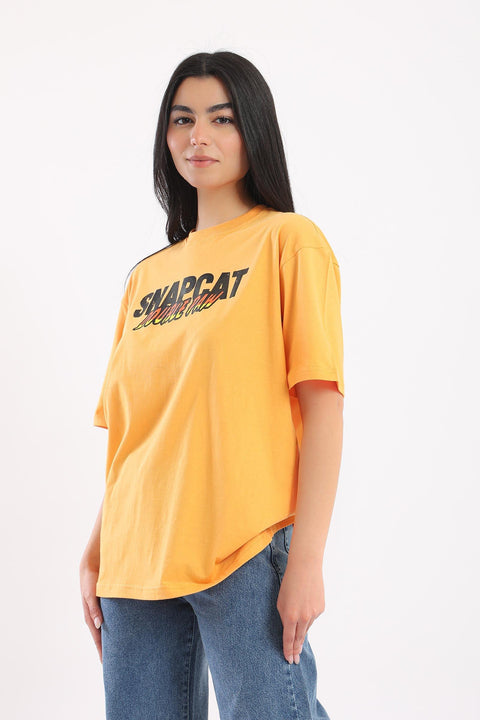 Cotton T-shirt with SnapCat Print - Clue Wear