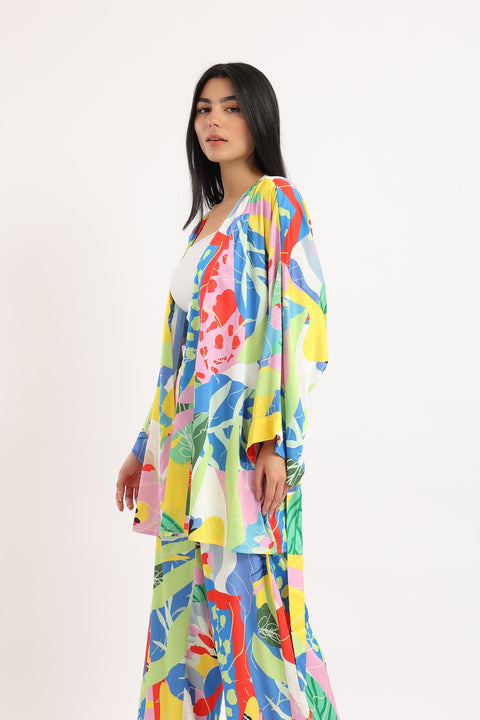 Multicolored Pattern Kimono - Clue Wear