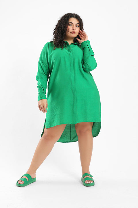 Solid Two Tone Shirt Dress - Clue Wear