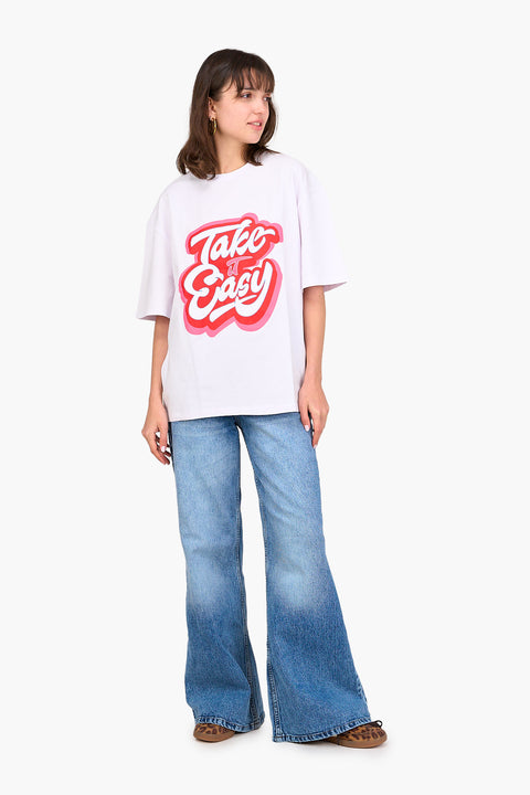 تيشيرت نص كم بطبعة "Take It Easy"