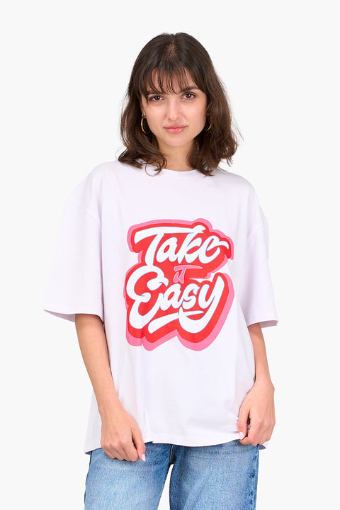 تيشيرت نص كم بطبعة "Take It Easy"